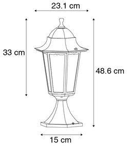 Zewnetrzna Klasyczna podstawa do latarni zewnętrznej czarna 48,6 cm IP44 - Nowy Orlean klasyczny/Antyczny Oswietlenie zewnetrzne