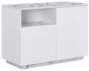 Wyspa kuchenna 2-drzwiowa z 1 wnęką z MDF-u – Imitacja białego marmuru – CORELINA