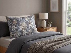 Poszewka na poduszkę z mikrofibry SNOWFLAKE 70x90 cm, niebieskoszara
