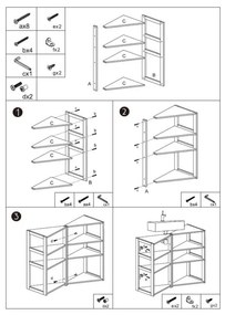 Półka łazienkowa narożna Lab'n Modul, 3 poziomy, 80 cm