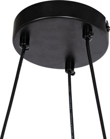 Czarna lampa wisząca z przydymionym okrągłym szkłem 8-świateł - Monaco