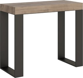 Konsola rozkładana 90x40/196 cm Tecno Small Premium Dąb naturalny rama w kolorze Antracytu