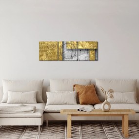 Obraz - Złote kwadraty N⁰3 (z zegarem) (90x30 cm)