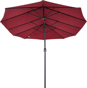 Outsunny Duży Parasol Podwójny Owalny na Taras z Korbką Czerwone Wino 460x270cm | Aosom PL