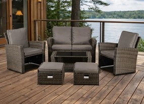 Zestaw mebli ogrodowych technorattan Loren 6-osobowy, kolor szary