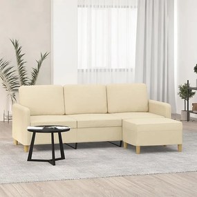 Trzyosobowa sofa z podnóżkiem Kremowa 180 cm Tkanina Nowoczesna i Wygodna