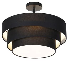 Nowoczesna lampa sufitowa czarna 45 cm 3-światła - Drum Trio Nowoczesny Oswietlenie wewnetrzne