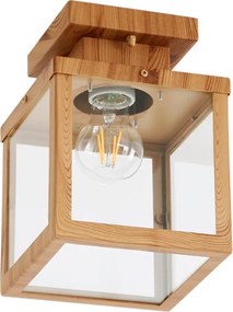 Industrialna lampa sufitowa zewnętrzna drewniana z przezroczystym szkłem - Rotterdam