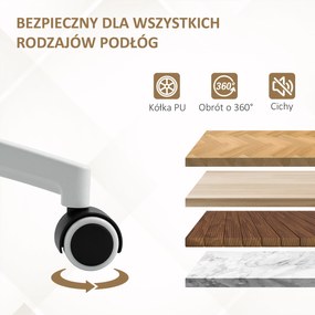 HOMCOM Regulowane krzesło biurowe z miękkimi poduszkami i pokryciem z ekoskóry, elastyczne kółka i funkcja przechylania, Biały