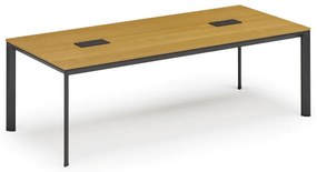 Stół konferencyjny PRIMO INVITATION, 240x120 cm, buk + 2x port blatowy TYP VI, czarny