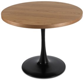 Zestaw Stół Okrągły LINO 100 cm Dąb Złoty/Czarny i 4 Krzesła Tapicerowane do Jadalni RIO Czarne Welurowe Nowoczesne Loft