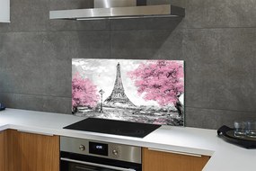 Szklany Panel Wiosna w Paryżu pod Drzewami