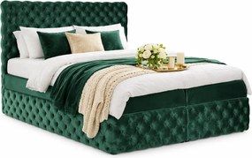 Zielone welurowe łóżko pikowane z pojemnikiem 5 rozmiarów M4-B90