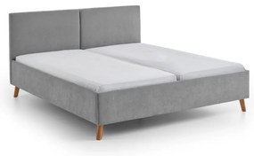 Szare tapicerowane łóżko dwuosobowe ze stelażem 160x200 cm Piano – Meise Möbel