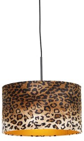 Nowoczesna lampa wisząca czarna z abażurem w panterkę 35 cm - Combi Nowoczesny Oswietlenie wewnetrzne