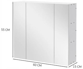 Wisząca szafka łazienkowa z trójdzielnym lustrem, montowana na ścianie, w nowoczesnym stylu loftowym
