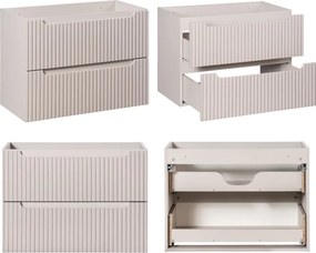 Szafka 2 szuflady Nova 80 cm z blatem, kaszmir mat/dąb coast evoke