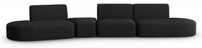 Czarna sofa z tkaniny szenilowej lewostronna 428 cm Paolo – Milo Casa
