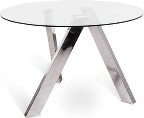 Stały stół Rondò ze szkła hartowanego i białymi nogami