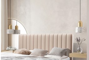 Łóżko sypialniane Nicole 160x200 - beżowy welwet Velluto 2 / nogi czarne