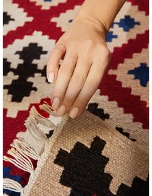 Czerwony wełniany chodnik dwustronny tkany ręcznie 60x190 cm Kamal Rami – Nouristan