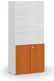 Szafa biurowa kombinowana PRIMO WHITE, drzwi na 2 poziomach, 800 x 420 x 1781 mm, biały/wiśnia