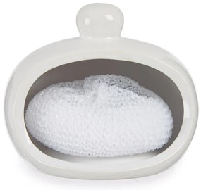 Ociekacz na gąbkę, z porcelany + druciak kuchenny