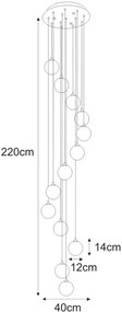 Lampa z wiszącymi szklanymi kloszami biała długa H1-M86