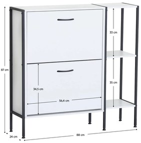 Szafka na buty SOVIO, 2 półki, biały