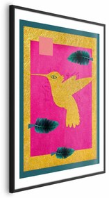 Plakat złotą koliber 21x30 cm z ramą czarną z marginesem ARTGEIST B