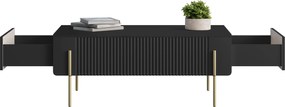 Stolik kawowy Malmi 100 cm z szufladami - czarny mat / złote nóżki