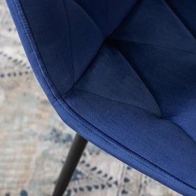 Krzesło Tapicerowane do Salonu ROBIN Granatowe Welurowe Nowoczesne Loft