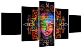 Obraz - Popiersie Buddy w neonowych kolorach (125x70 cm)
