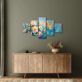 Obraz - Motyl i kwiaty, obraz olejny II. (125x70 cm)
