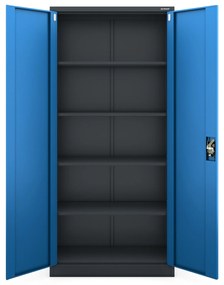 Szafa na dokumenty biurowa metalowa antracytowo-niebieska: JAN H, 900 x 1950 x 400 mm