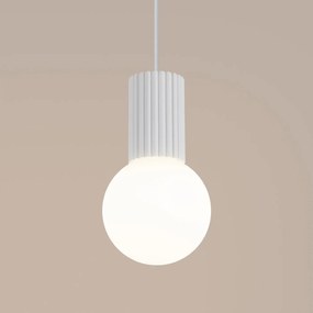 Lampa wisząca HALO 1 biała ryflowana SOLLUX  LIGHTING