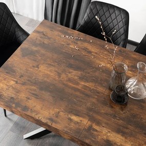 Stół Prostokątny Rozkładany HAMPTON 160-240 cm Dąb Rustykalny/Czarny do Jadalni Nowoczesny Loft