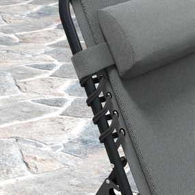 Outsunny Leżak ogrodowy z wyściełaniem i boczną kieszenią, Leżak basenowy, Szary