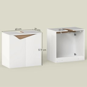 HOMCOM Szafka pod umywalkę, szafka łazienkowa z drzwiami Soft-Close, biały, 60 x 35 x 57,9 cm | Aosom PL