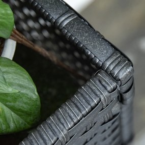 Outsunny Wysoka Rabata Donica Skrzynia na Kwiaty z Półką Ratan Brązowy Praktyczny i Dekoracyjny Element | Aosom PL