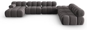 Ciemnoszara aksamitna sofa 379 cm Bellis – Micadoni Home