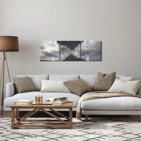 Obraz - Góry na Islandii, geometryczny kolaż (z zegarem) (90x30 cm)