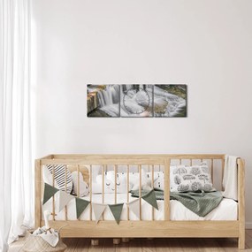 Obraz wodospadów (z zegarem) (90x30 cm)