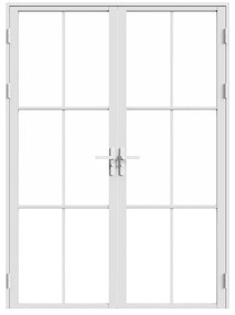 Drzwi kompletne 2-skrzydłowe dwustronne z aluminium i szkła hartowanego - Biały - 2 x wys. 204 x szer. 73 cm - SEROTO