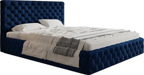 Emporius Furis łóżko 180x200 cm z pojemnikiem - łóżko w stylu glamour w tkaninie welurowej - pojemnik i stelaż w zestawie - niebieski (Kronos 09)