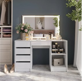 Stół toaletowy biały/biały wysoki połysk 128.2x50.1x76 sherry