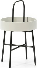 Stolik pomocniczy Jaipur z blatem MDF w kolorze szarym i konstrukcją metalową w matowym czarnym.