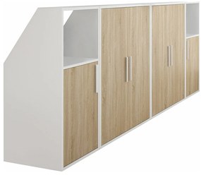 Szafa ze skosem 6-drzwiowa z 2 wnękami - Kolor biały i naturalny - ADEZIO