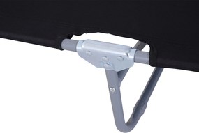 Outsunny Leżak Plażowy Czarny z Regulowanym Oparciem Składany Idealny na Balkon i Taras do 120 kg | Aosom PL