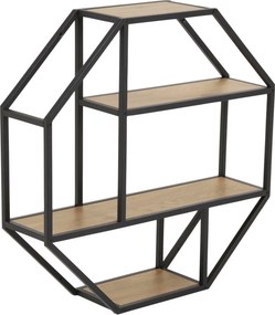 Loftowy regał ścienny z półkami Seaford Octagon dąb